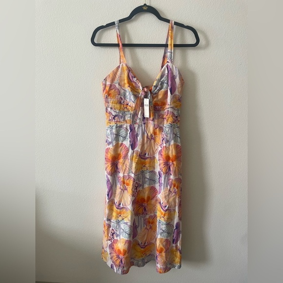 Cecilia Pettersson for Anthropologie Floral Print bow cinched waist midi Dress - Picture 7 of 10